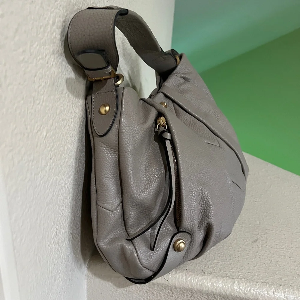 LODIS Women's Majestic Grey Leather Hobo Side Pockets Bag Shoulder‎ Bag